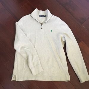 Polo Men’s Tan Quarter Zip Sweater Sz Medium